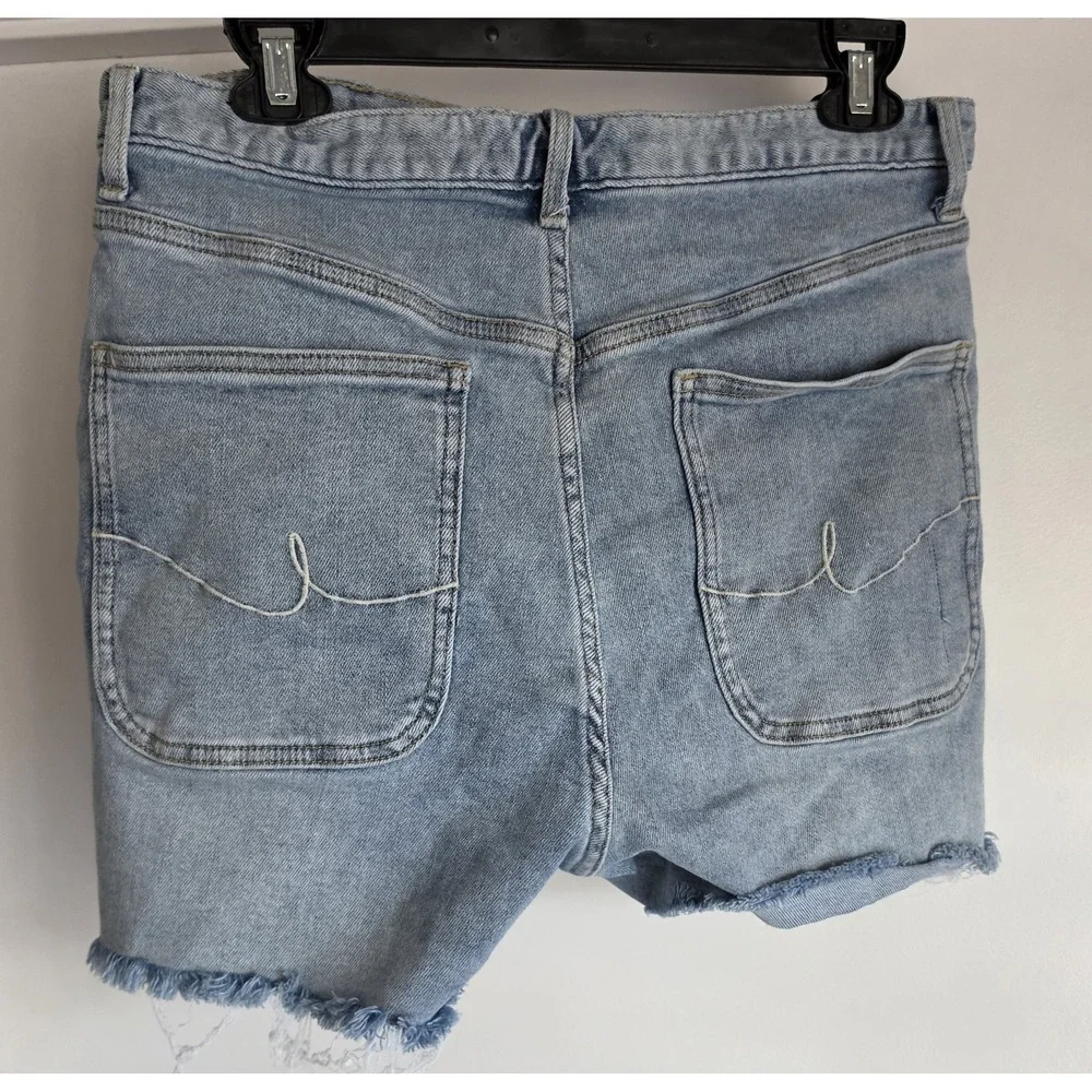 By Egreis Women M Light Blue Distressed Denim Shorts Casual Jean Cutoff